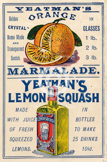 Yeatman's Orange Marmalade & Lemon Squash, 1910s. Artist: Unknown