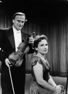Yehudi Menuhin (1916-1999) with his sister Hephzibah Menuhin (1920-1981), American musicians. Creator: Unknown