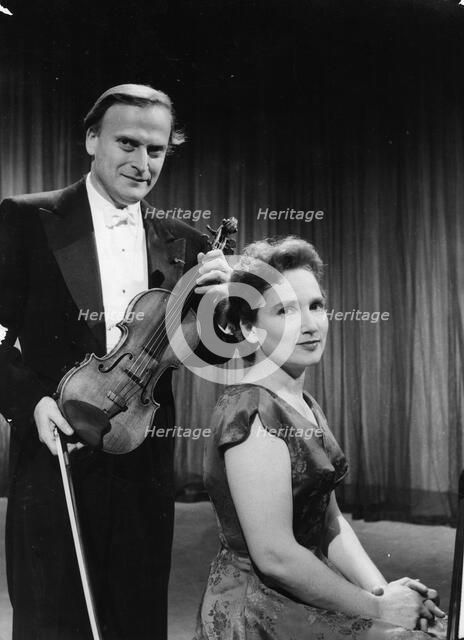 Yehudi Menuhin (1916-1999) with his sister Hephzibah Menuhin (1920-1981), American musicians. Artist: Unknown