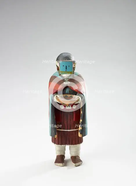 Yeibichai (female patient holding basket and wearing mask), 1934-1946. Creator: Clitso D Dedman.