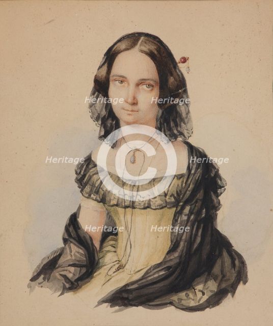 Yelizaveta Nikolayevna Krivtsova (1817-1855), née Princess Repnina-Volkonskaya, c. 1843.