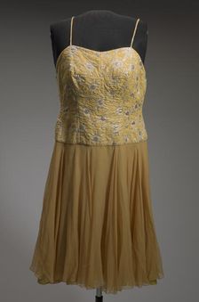 Yellow cocktail dress designed by Don Loper and worn by Ella Fitzgerald, 1950s. Creator: Unknown