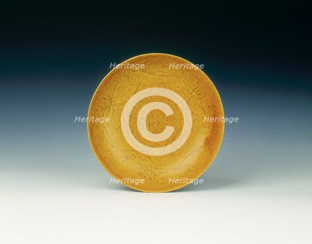 Yellow glazed dish, Late Ming dynasty, China, 17th century. Creator: Unknown.