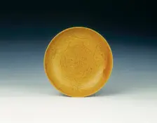 Yellow glazed dish, Late Ming dynasty, China, 17th century. Creator: Unknown