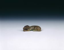 Yellow jade squatting greyhound, Yuan dynasty, China, 1279-1368. Creator: Unknown