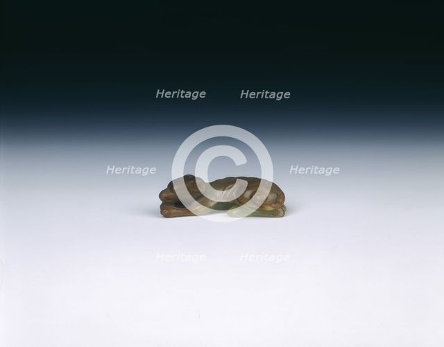Yellow jade squatting greyhound, Yuan dynasty, China, 1279-1368. Creator: Unknown.