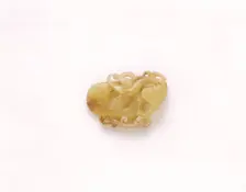 Yellow jade pointed pendant with kui dragons, Western Han dynasty, China, 206 BC-8. Creator: Unknown