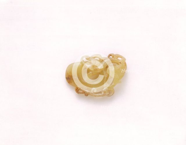 Yellow jade pointed pendant with kui dragons, Western Han dynasty, China, 206 BC-8. Creator: Unknown.
