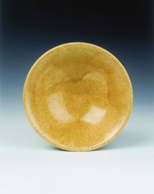 Yellow lead glazed bowl, late Tang dynasty, China, 9th century. Creator: Unknown