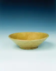 Yellow lead glazed bowl, late Tang dynasty, China, 9th century. Creator: Unknown