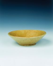 Yellow lead glazed bowl, late Tang dynasty, China, 9th century. Creator: Unknown