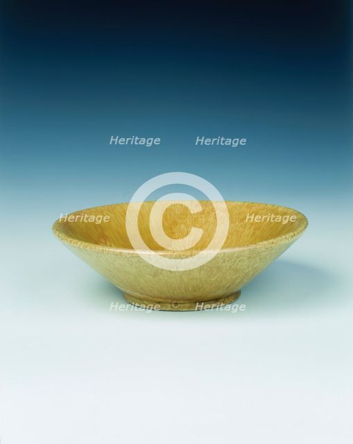 Yellow lead glazed bowl, late Tang dynasty, China, 9th century. Creator: Unknown.