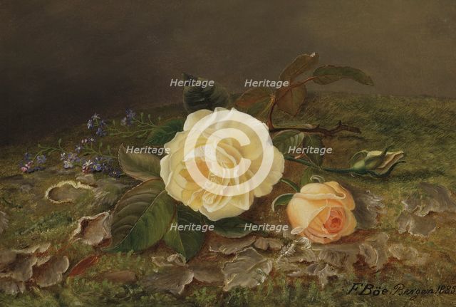 Yellow Roses, 1885. Creator: Frants Diderik Boe.