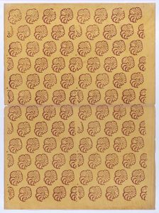 Yellow sheet with overall red abstract pattern, 19th century. Creator: Anon