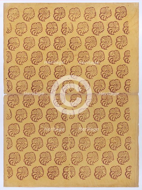 Yellow sheet with overall red abstract pattern, 19th century. Creator: Anon.
