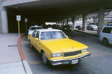Yellow taxi cab at airport