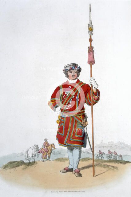 Yeoman of the King's Guard, 1805. Artist: William Henry Pyne