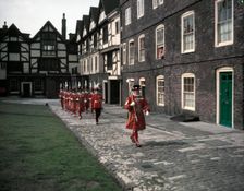 Yeomen Warders, Easter Sunday Parade led by the chief warder, Tower of London, 1954. Creator: Arthur Charles Kirby Ware