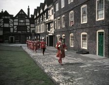 Yeomen Warders, Easter Sunday Parade led by the chief warder, Tower of London, 1954. Creator: Arthur Charles Kirby Ware