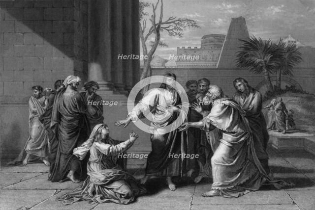 'Yes, Lord: yet the dogs under the table eat of the children's crumbs', mid-late 19th century. Creator: Henry Bryan Hall I.