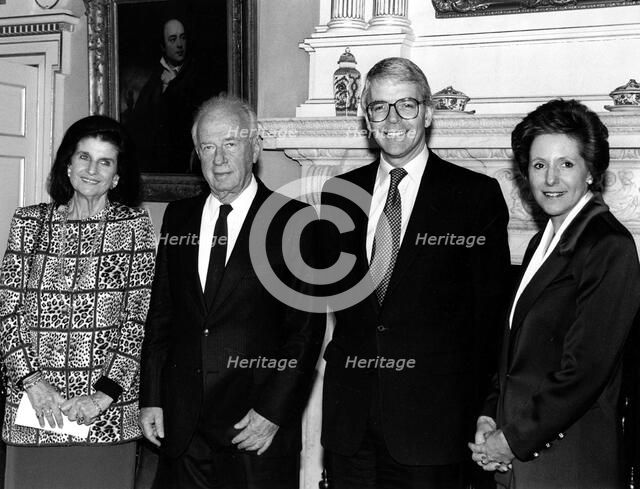 Yitzhak Rabin (1922-1995), Israeli PM, with John Major (1943- ), British PM, 1992. Artist: Sidney Harris