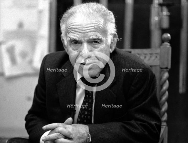 Yitzhak Shamir, Israeli Prime Minister, at Mill Hill Synagogue, London, 1994. Creator: Sidney Harris.
