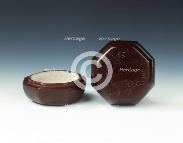 Yixing pottery seal box covered with lacquer, Qing dynasty, China, early 19th century. Creator: Unknown.