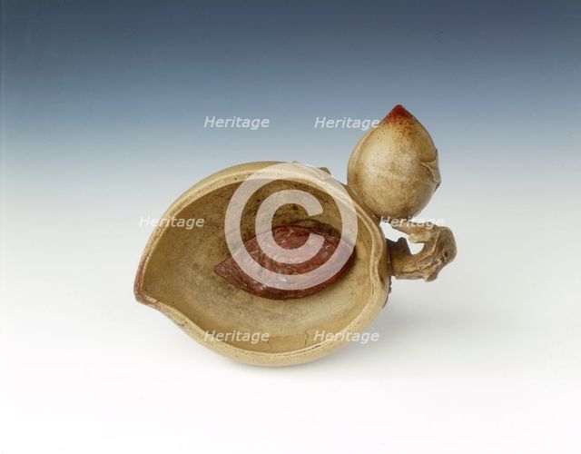 Yixing stoneware brushwasher of peach shape, Qing dynasty, China, 18th century. Creator: Unknown.