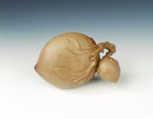 Yixing stoneware brushwasher of peach shape, Qing dynasty, China, 18th century. Creator: Unknown