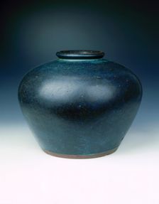 Yixing stoneware jar copying Jun ware, late Ming dynasty, China, c1600. Creator: Unknown