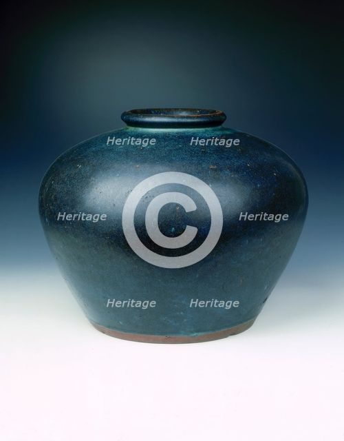 Yixing stoneware jar copying Jun ware, late Ming dynasty, China, c1600. Creator: Unknown.