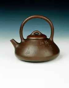 Yixing teapot by Yang Pengnian, with calligraphy by Chen Mansheng, Qing dynasty, China, c1820. Creators: Yang Pengnian, Chen Mansheng