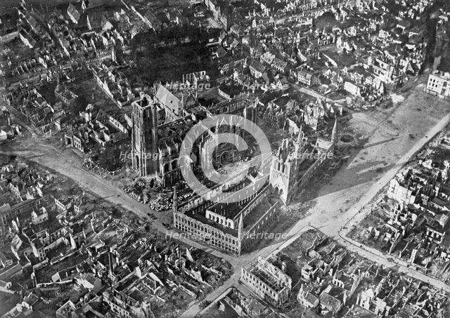Ypres after German bombardment, First World War, 1914-1918, (c1920). Artist: Unknown