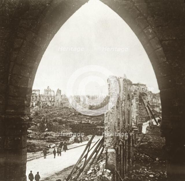Ypres in ruins, Flanders, Belgium, c1914-c1918. Artist: Unknown.