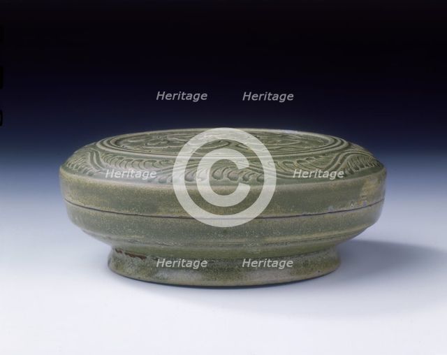 Yue celadon covered box with parrots, early Northern Song dynasty, China, late 10th-11th century. Creator: Unknown.
