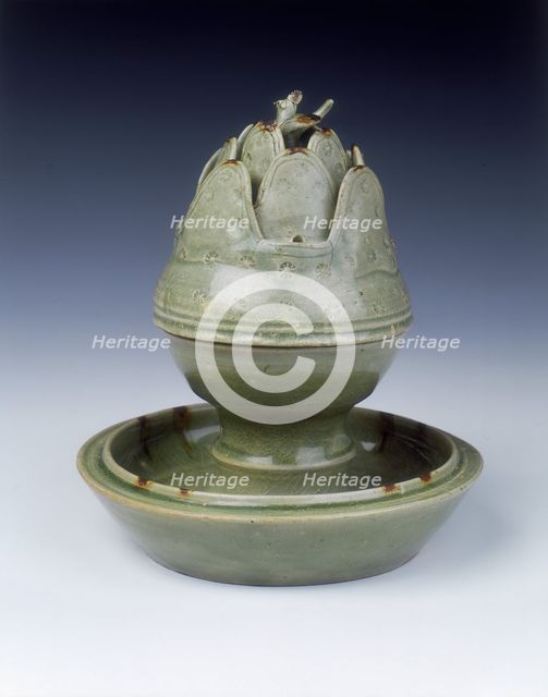 Yue stoneware boshanlu censer, late Western Jin dynasty, China, c300.  Creator: Unknown.