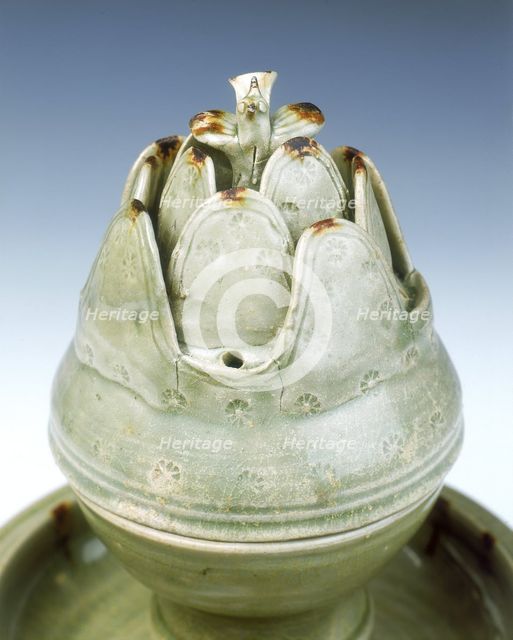 Yue stoneware boshanlu censer, late Western Jin dynasty, China, c300.  Creator: Unknown.