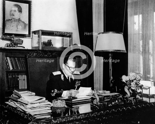 Yugoslav leader Marshal Josip Broz Tito in his office, Belgrade, Yugoslavia, c1946-c1947.  Artist: Anon
