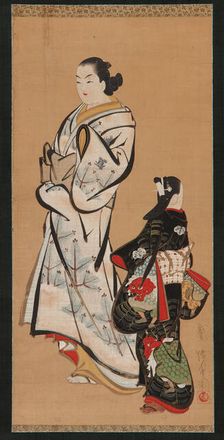 Yujo and a girl (kamuro), Edo period, 1615-1868. Creator: Unknown