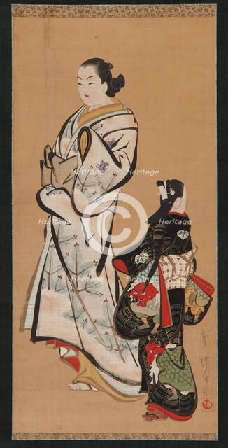 Yujo and a girl (kamuro), Edo period, 1615-1868. Creator: Unknown.