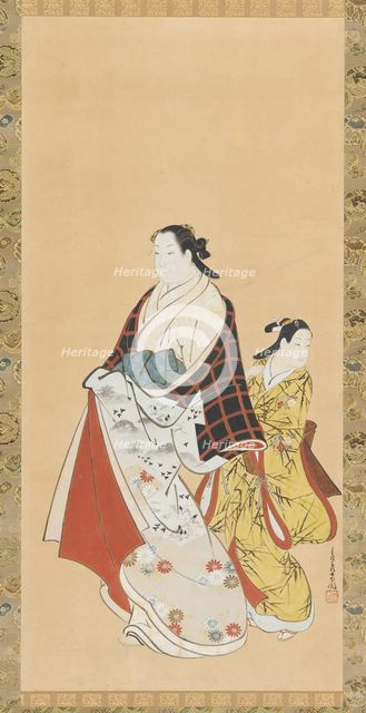 Yujo and her understudy (kamuro), 18th century. Creator: Miyagawa Choshun.