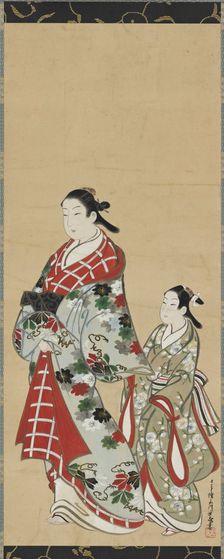 Yujo and her understudy (kamuro), Edo period, 1615-1868. Creator: Miyagawa Choki