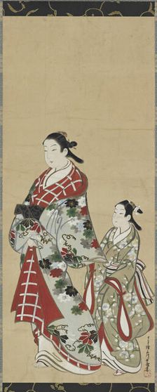 Yujo and her understudy (kamuro), Edo period, 1615-1868. Creator: Miyagawa Choki