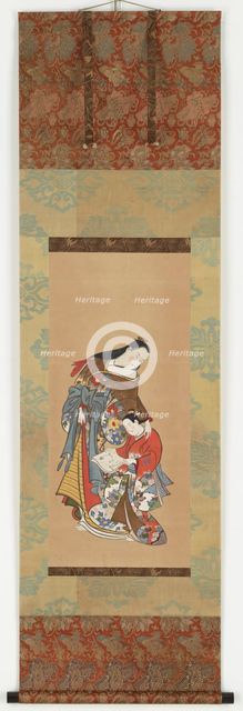 Yujo and her understudy (kamuro), Edo period, 18th-19th century. Creator: Unknown.