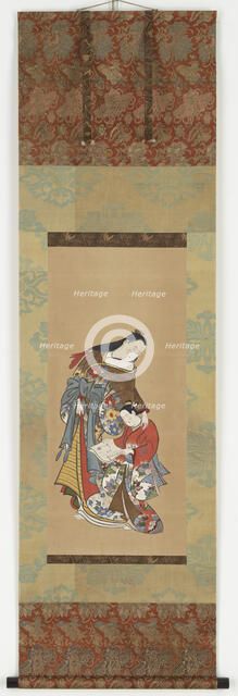 Yujo and her understudy (kamuro), Edo period, 18th-19th century. Creator: Unknown.