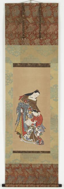 Yujo and her understudy (kamuro), Edo period, 18th-19th century. Creator: Unknown