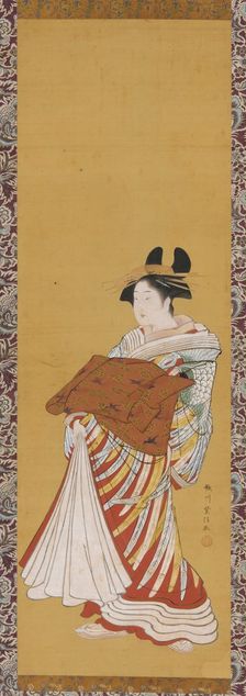 Yujo on parade, late 18th century. Creator: Toyonobu Utagawa