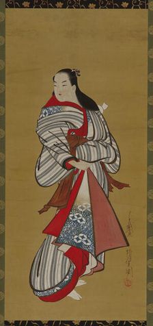 Yujo standing, Edo period, 1615-1868. Creator: Kaigetsudô Ando