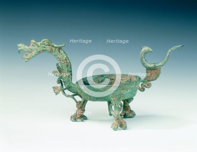Yunnan bronze lamp in the shape of a dragon, Western Han dynasty, China, 2nd-1st century BC. Artist: Unknown
