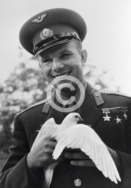 Yuri Gagarin, Russian cosmonaut, c1963-c1964. Artist: Unknown